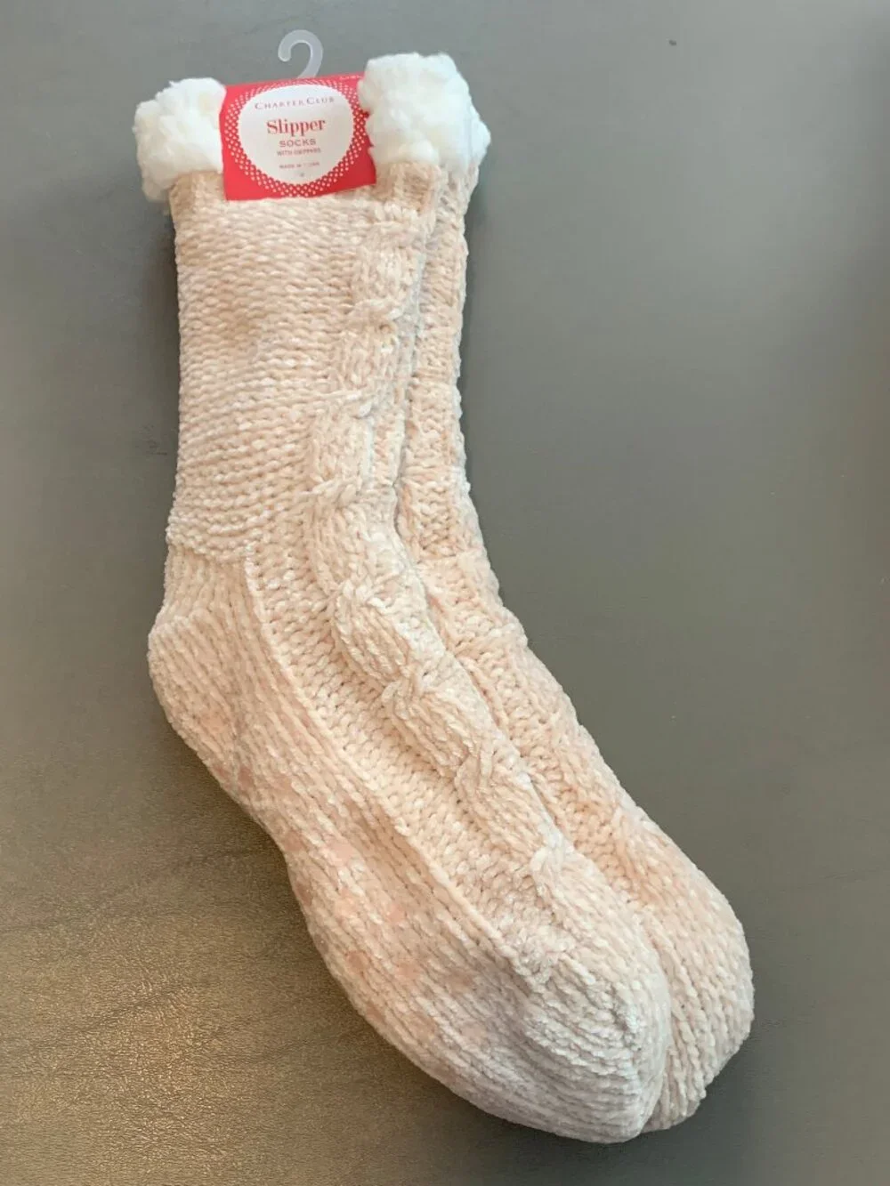 Charter Club Women's Chenille 1-Pair Slipper Bed Socks, Beige